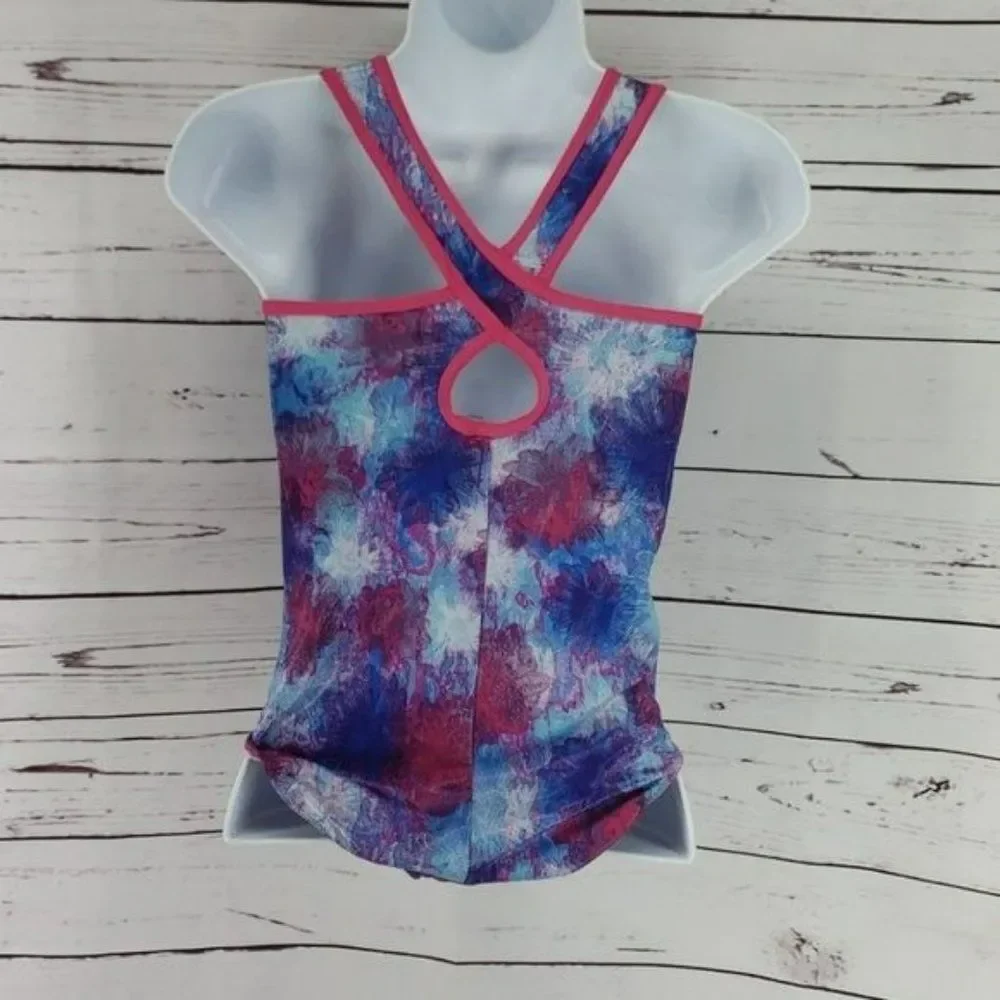 Future Star Girls Tie‎ Dye Splatter Leotard Athetlic One Piece Purple Size Large